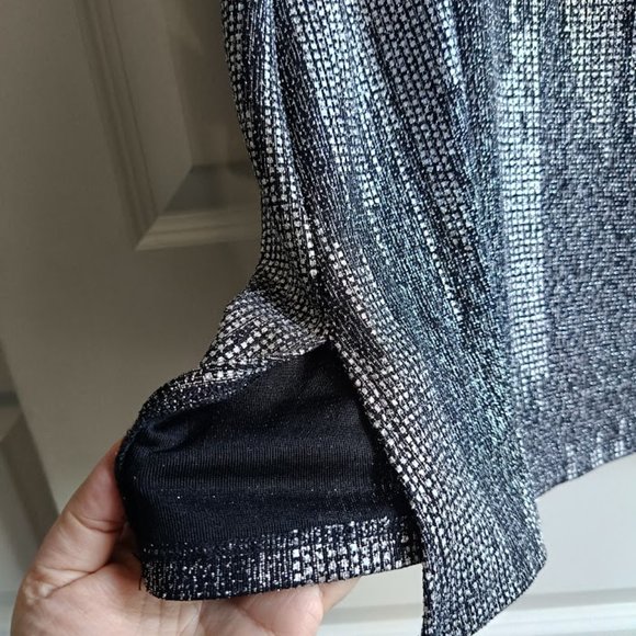 L/G 🖤Gothic Sparkly Evening Shimmery Metallic Black Silver Tank Top - Picture 7 of 8